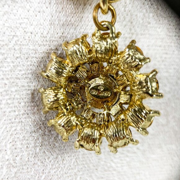 Graziano 3 strand Amber Tortoise Shell Beaded Necklace Rhinestone Pendant - Picture 4 of 6